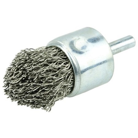 WEILER Controlled Flare Crimped Wire End Brush 1", .020" Stainless Steel Fill 10323